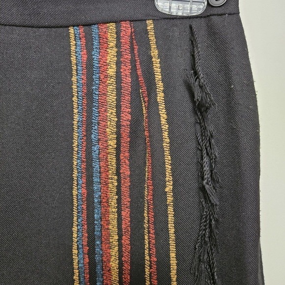 Women's Vintage Southwest Style Fringe Faux Wrap Skirt Size 6P - Picture 3 of 8